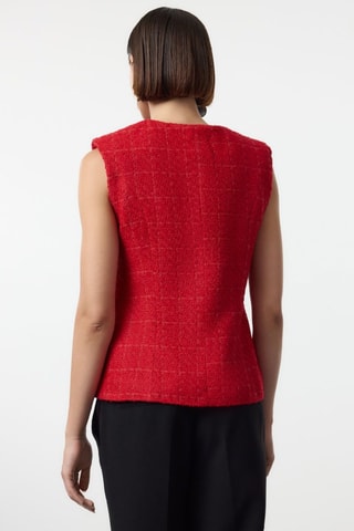 Giacca senza maniche in tweed - Rosso