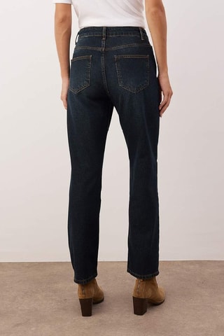 Jean straight taille haute - Bleu