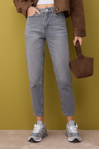 Jean mom taille haute - Gris
