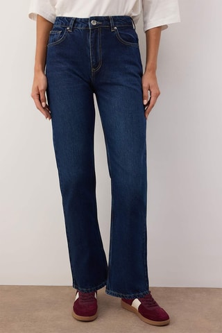 Jean droit taille haute - Bleu