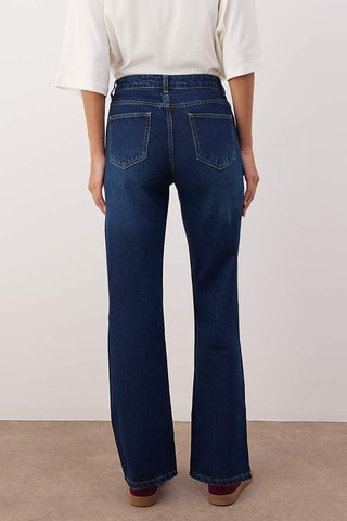 Jean droit taille haute - Bleu