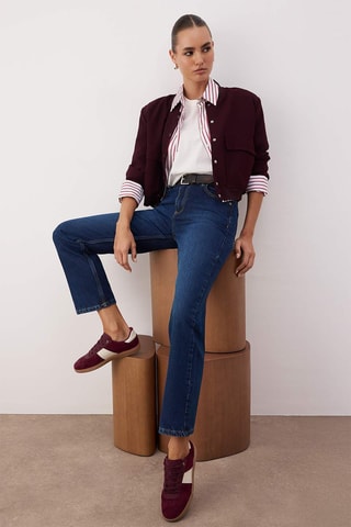 Jean droit taille haute - Bleu