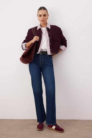 Jean droit taille haute - Bleu