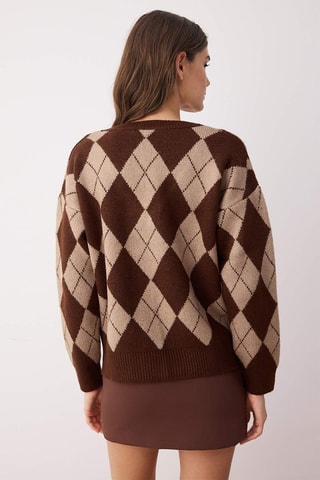 Maglia oversize - Beige e marrone