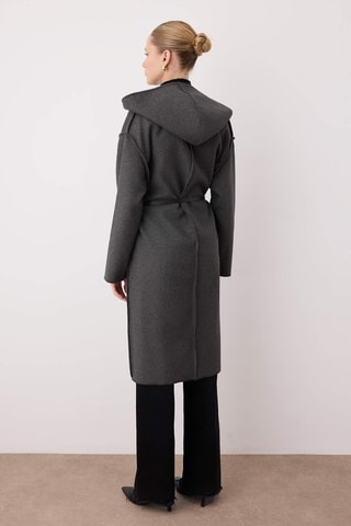 Cardigan lungo con cappuccio - Grigio