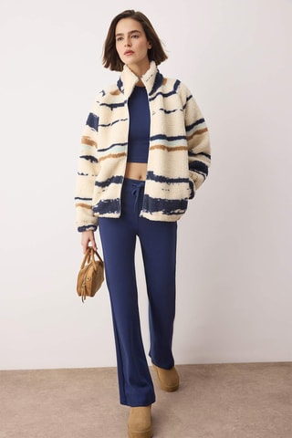 Felpa oversize - Beige, blu e senape