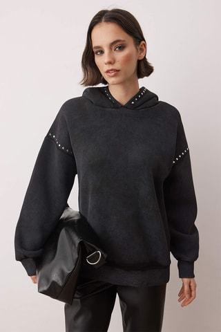 Felpa oversize con cappuccio - Antracite