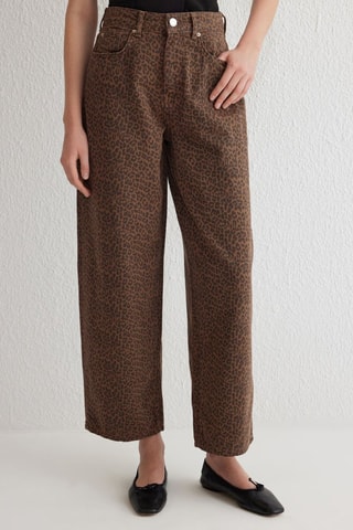 Jean regular taille haute - Noir et marron