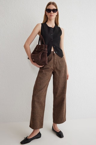 Jean regular taille haute - Noir et marron