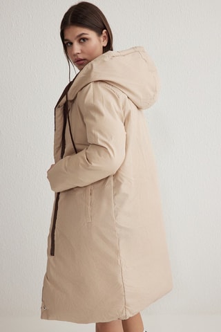 Cappotto double face regular con cappuccio - Marrone