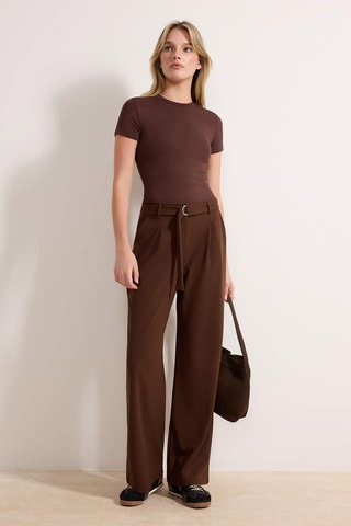 Pantaloni wide legs - Marrone scuro