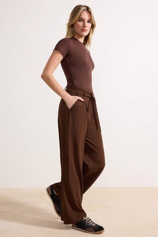 Pantaloni wide legs - Marrone scuro