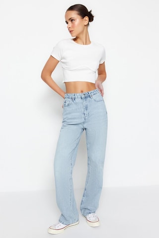Jeans straight a vita alta - 
