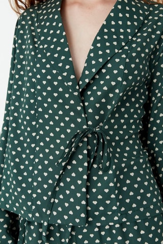 Pigiama a portafoglio con motivi cuori - Verde