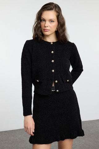 Cardigan e gonna taglio dritto - Nero