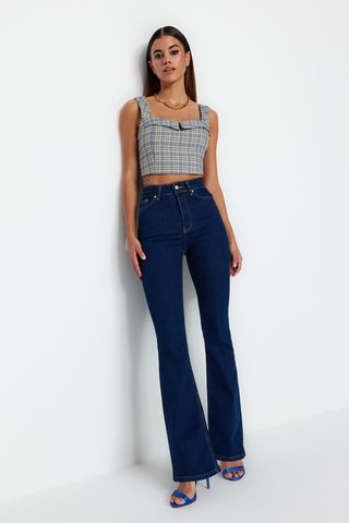 Jean flare taille haute - Bleu