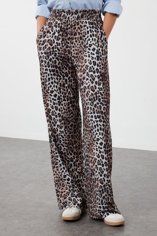 Pantalon wide legs - Beige, noir et marron