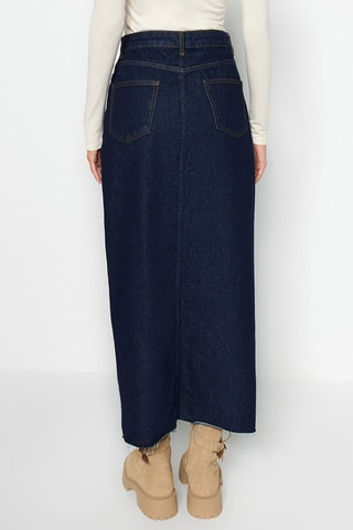 Gonna taglio dritto in jeans - Grigio, blu e arancione