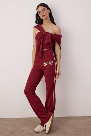 Crop top bustier e pantaloni - Bordeaux