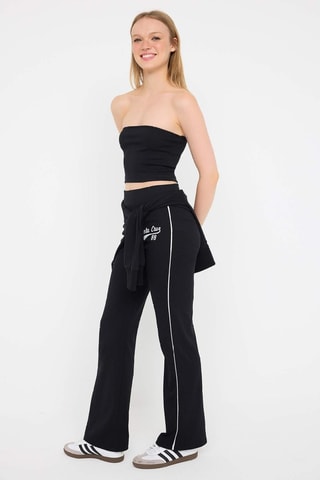 Crop top bustier e pantaloni - Nero