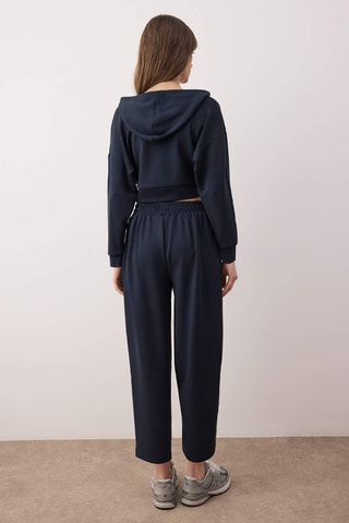 Felpa corta con cappuccio e pantaloni 7/8 - Grigio