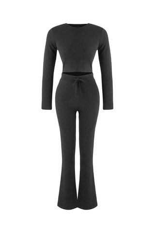 Crop top e pantaloni - Nero