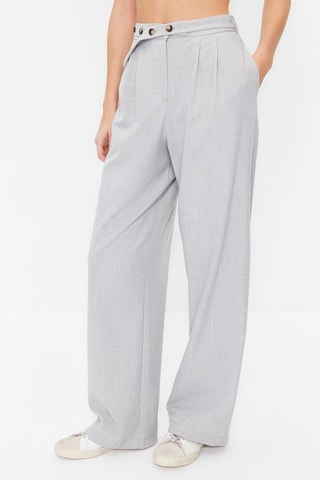 Pantaloni straight a vita alta - Grigio