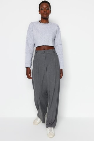 Pantalon palazzo taille haute - Gris