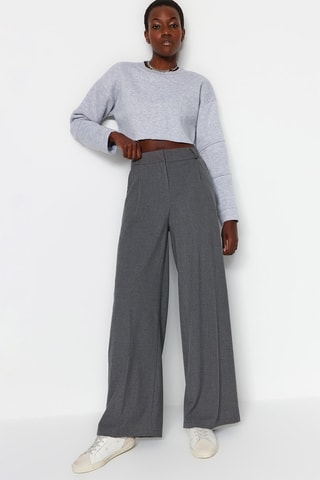 Pantalon palazzo taille haute - Gris