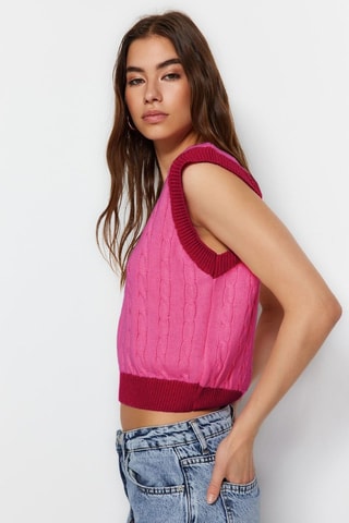 Pull sans manches - Rose et rouge