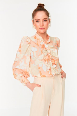 Camicia - Beige, grigio e arancione
