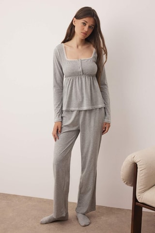 Pigiama - Bianco e grigio