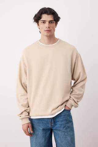 2 felpe oversize e grigio - Beige e blu