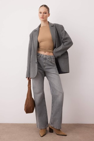 Jeans wide legs - Grigio