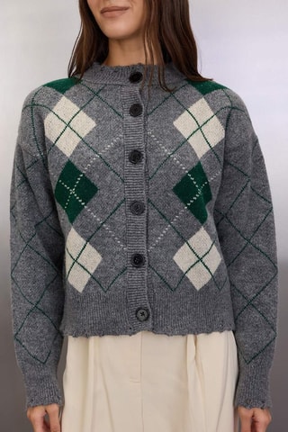 Cardigan - Bianco, verde e grigio