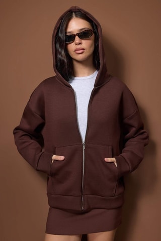 Felpa oversize con cappuccio - Marrone