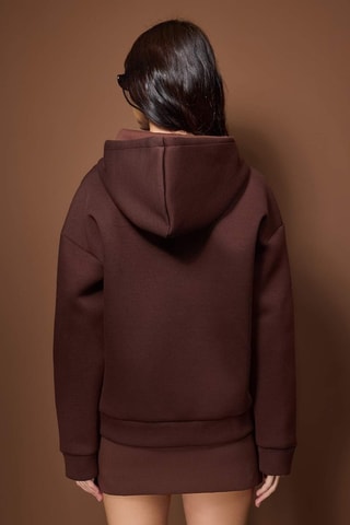Felpa oversize con cappuccio - Marrone