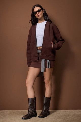 Felpa oversize con cappuccio - Marrone