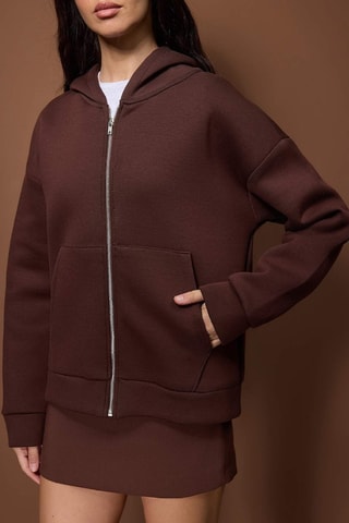 Felpa oversize con cappuccio - Marrone
