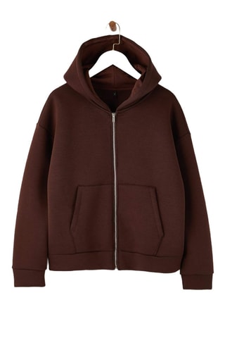 Felpa oversize con cappuccio - Marrone