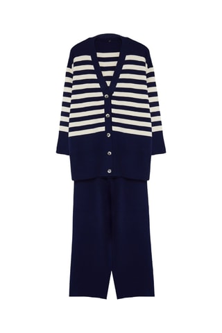 Cardigan e pantaloni - Bianco e blu