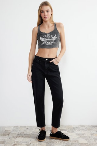 Jean mom taille haute - Noir