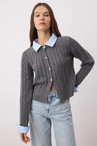 Cardigan regular - Grigio