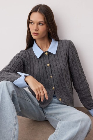 Cardigan regular - Grigio