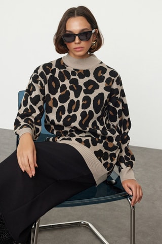 Maglia relaxed - Nero, marrone e beige