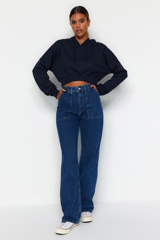 Jean bootcut taille haute - Bleu