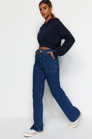 Jean bootcut taille haute - Bleu