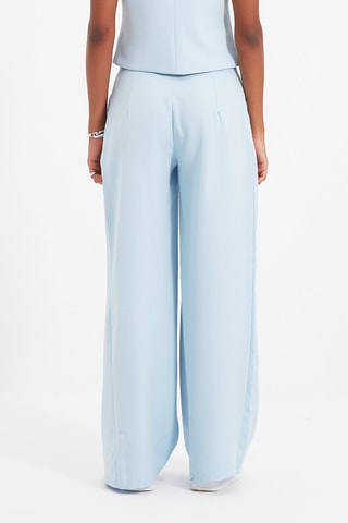Pantalon wide legs taille haute - Bleu