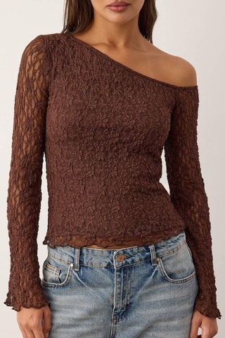 Blusa in pizzo - Marrone