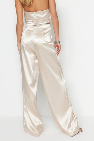 Pantaloni wide legs scuro - Beige